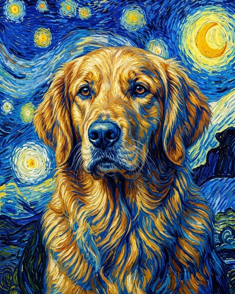 Pet portrait in a famous art style