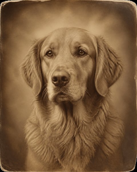 Old-timey sepia pet portrait